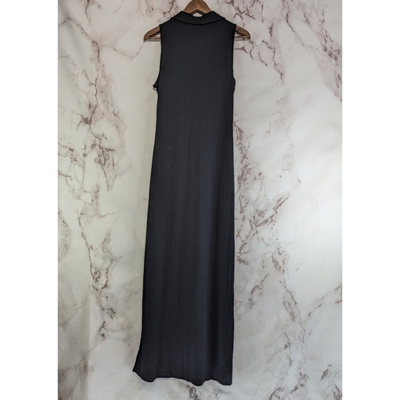 Modcloth Dress Women 8 10 Medium Black Maxi Tank Sleeveless Rib Lattice Tie - Picture 6 of 13